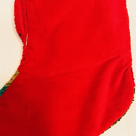 Crystal Snow completed Needlepoint Christmas Stocking Vtg holiday Teddy bear - Picture 9 of 12